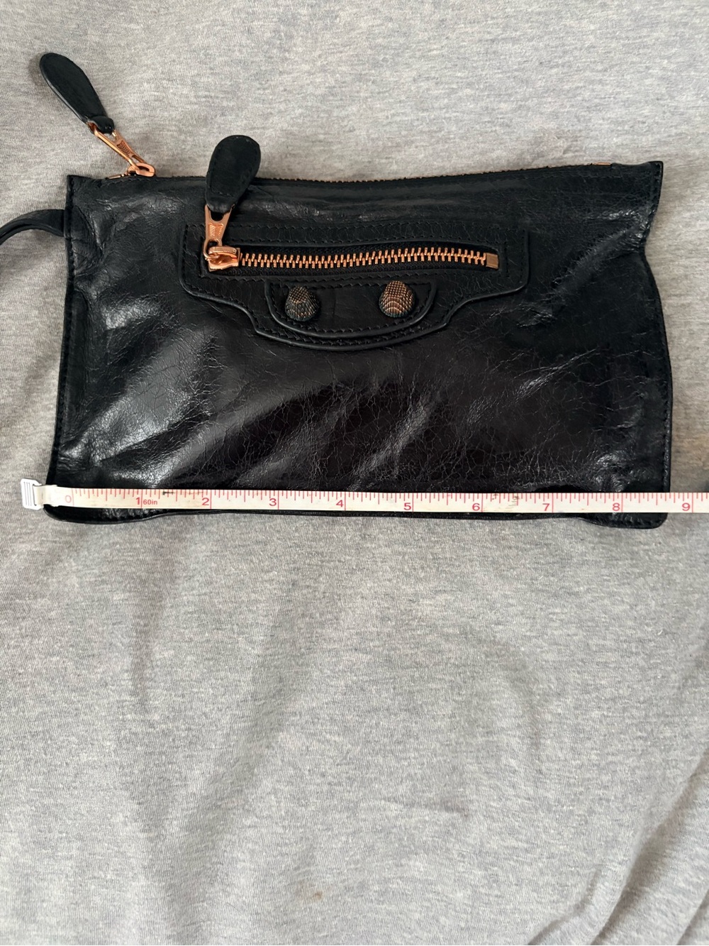 Balenciaga Black Leather Wristlet Clutch with Rose Gold Hardware - Picture 13 of 13